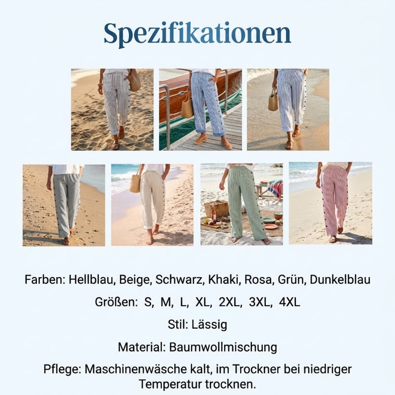 Comfortable Blue Striped Trousers with Side Pockets