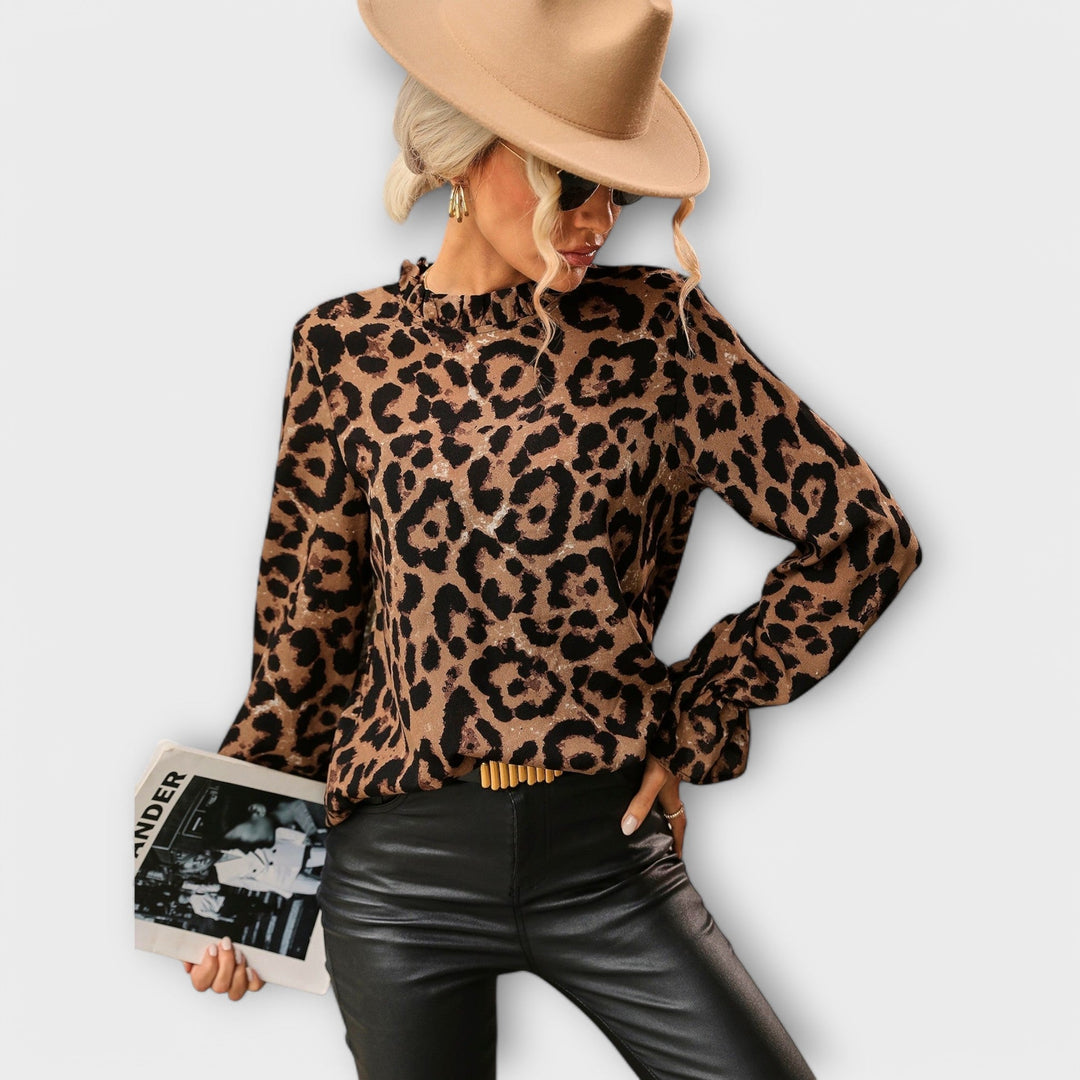 Kayla - Leoblouse with Pleated Collar
