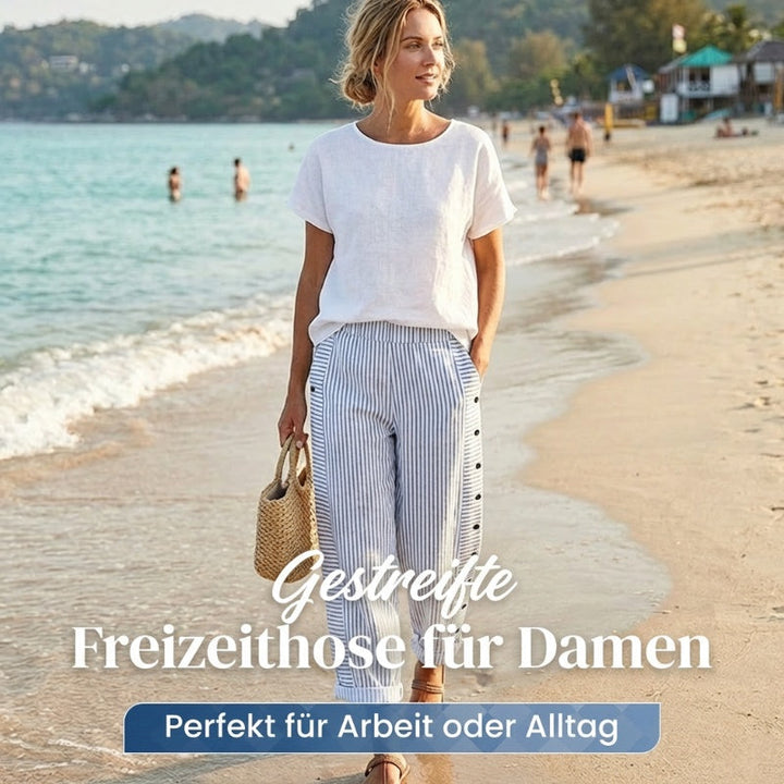 Comfortable Blue Striped Trousers with Side Pockets
