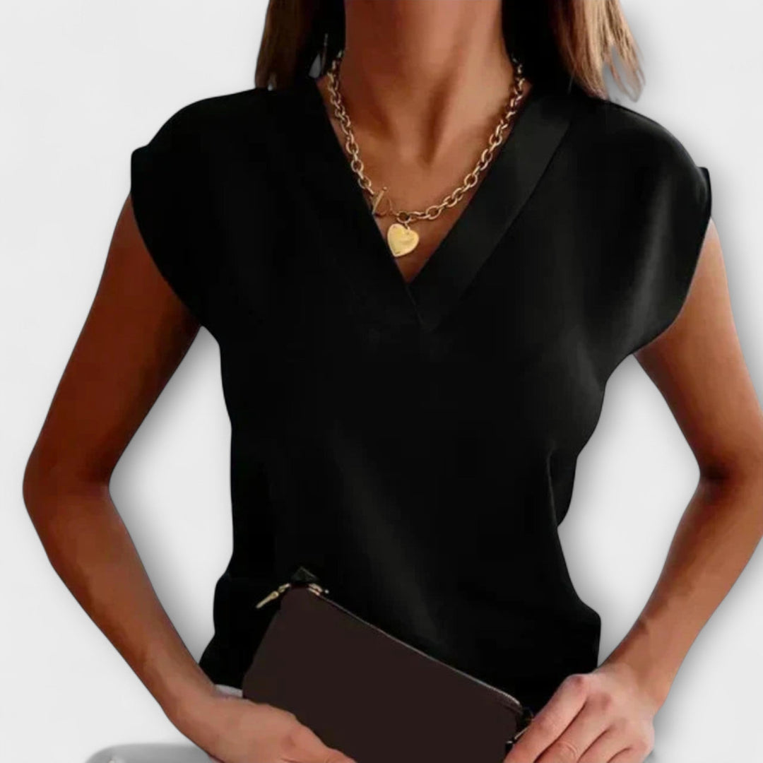 Seravine – Women’s V-Neck Summer Top with Loose Sleeves