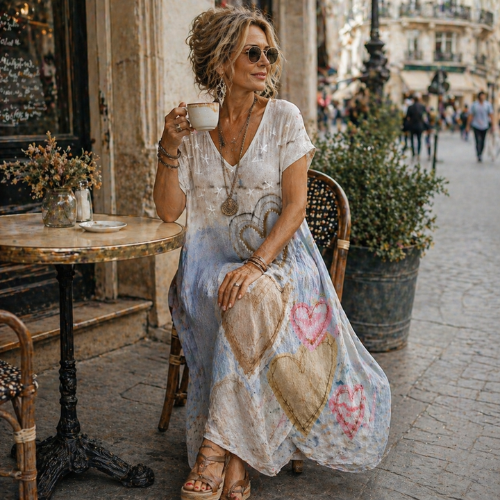 Vintage Heart Print Dress