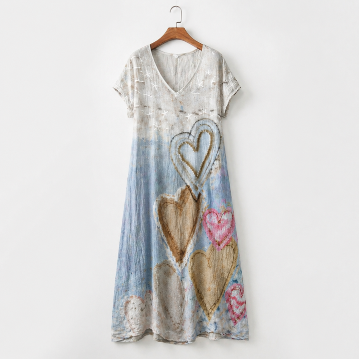 Vintage Heart Print Dress