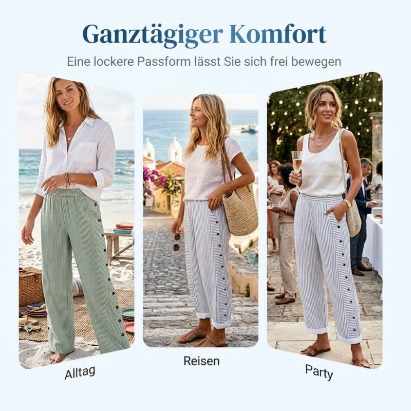 Comfortable Blue Striped Trousers with Side Pockets