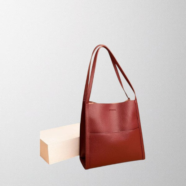 Olivia - Solid color simple genuine leather shoulder bag