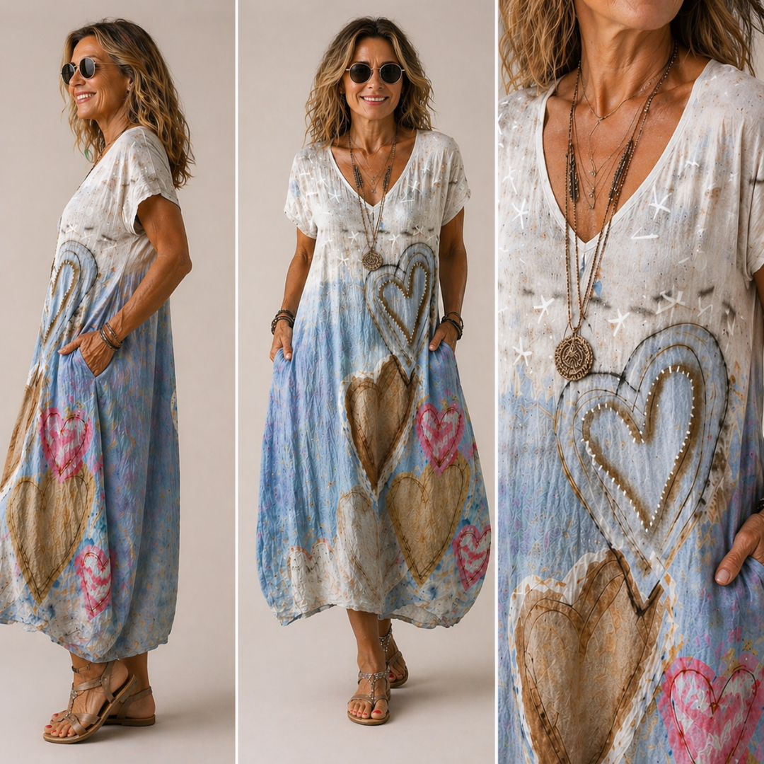 Vintage Heart Print Dress