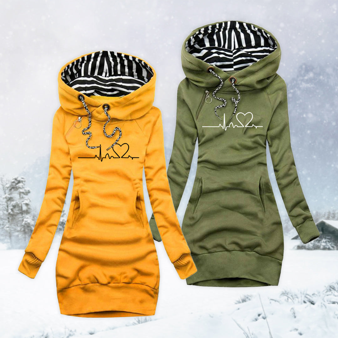 Adèle - Sweater Dress with Heartbeat Print
