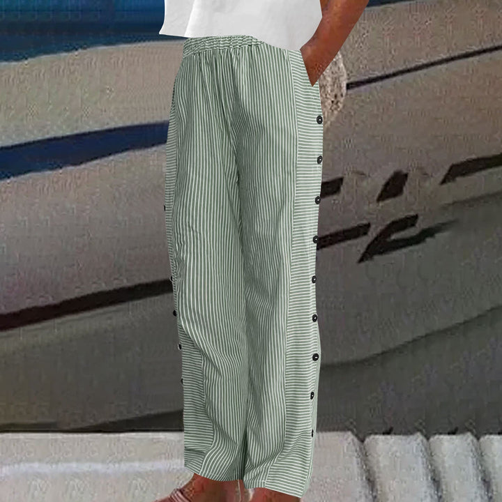 Comfortable Blue Striped Trousers with Side Pockets