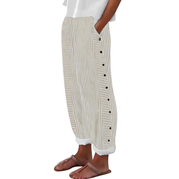 Comfortable Blue Striped Trousers with Side Pockets