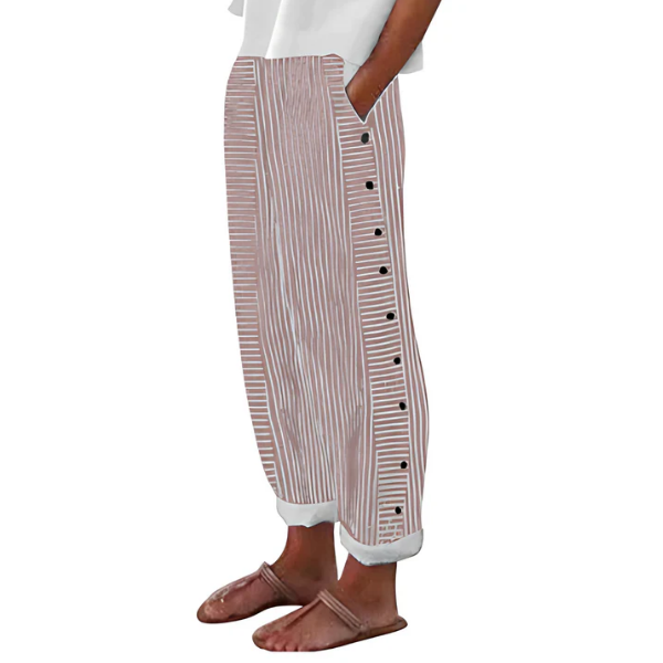 Comfortable Blue Striped Trousers with Side Pockets