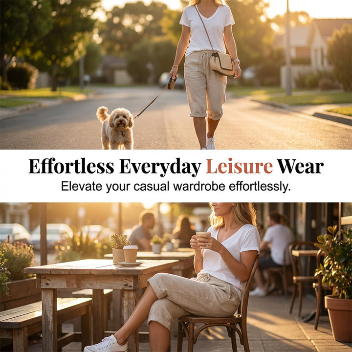 Casual Cotton and Linen Cropped Trousers for Women